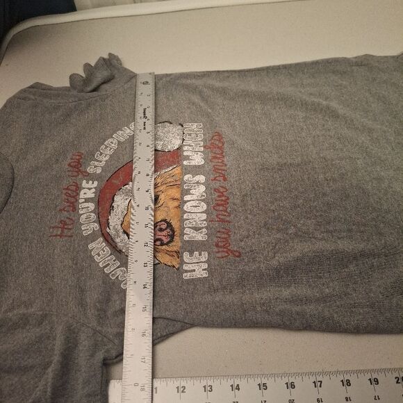 Christmas Dog Shirt He Knows When You Have Snacks Small Grey Santa Hat Festive - Picture 6 of 7